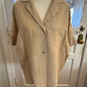 Theory Light Tan Linen Shirt Size M